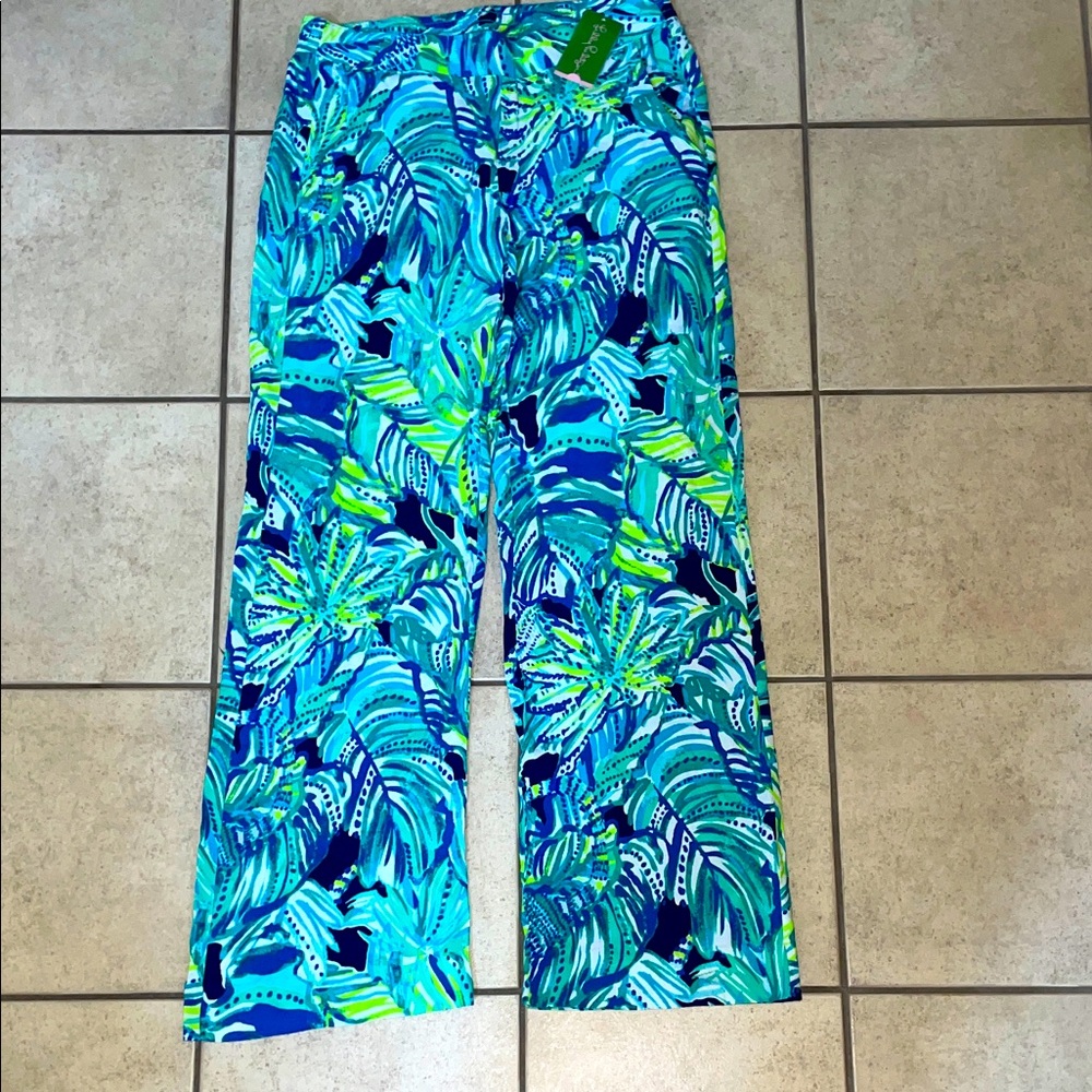 Lilly Pulitzer Bright Navy Beach Palazzo Pants NWT size m